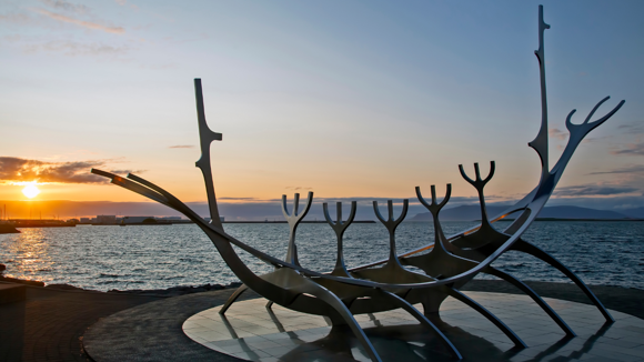 The Sun Voyager at sunset