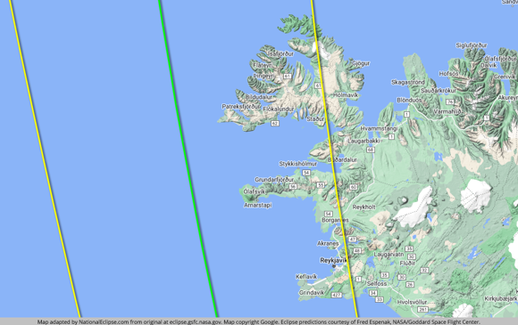 2026 Total Solar Eclipse Iceland Map