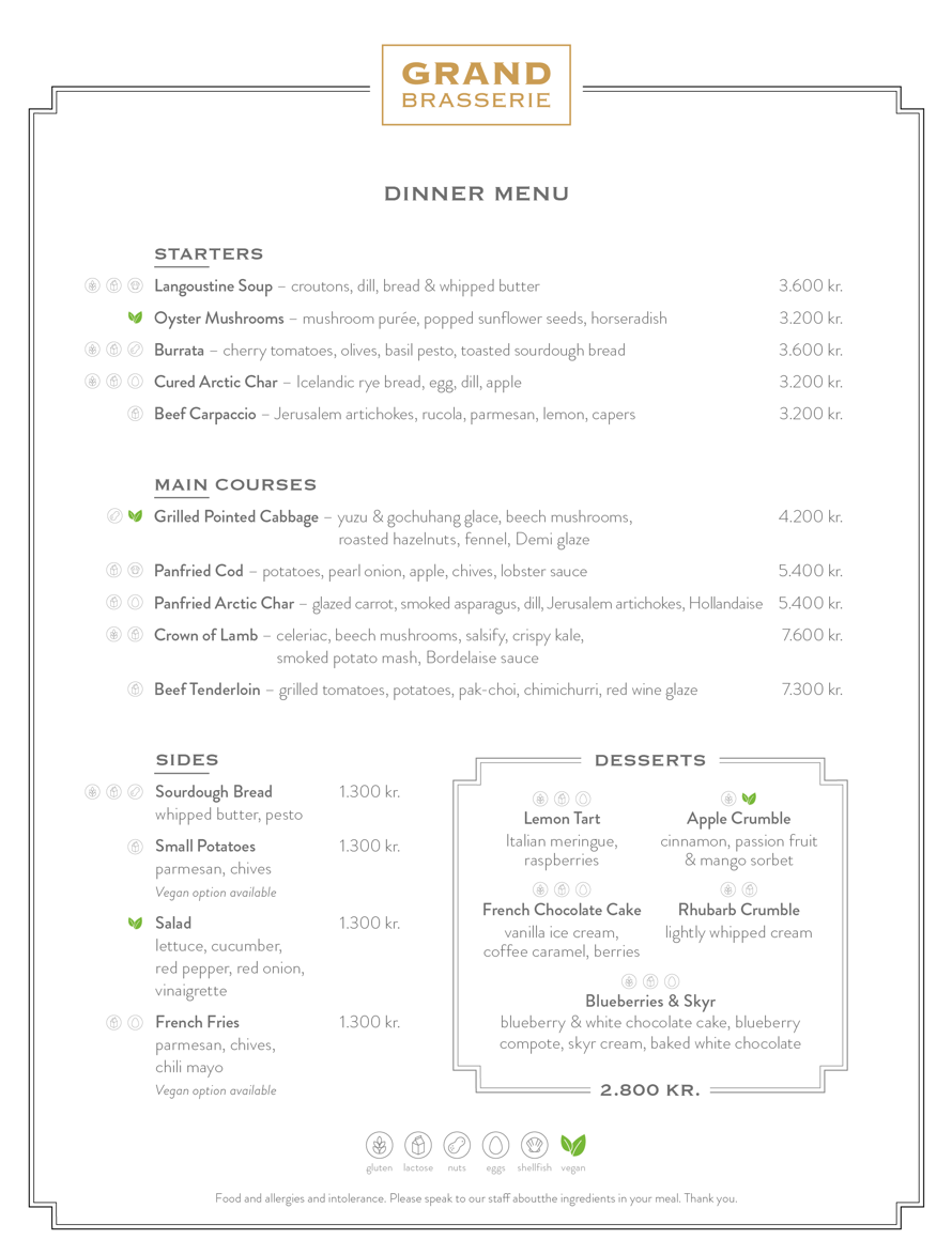 Dinner menu 