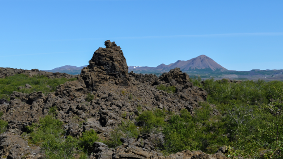 Path leading into the Dimmuborgir lava field.