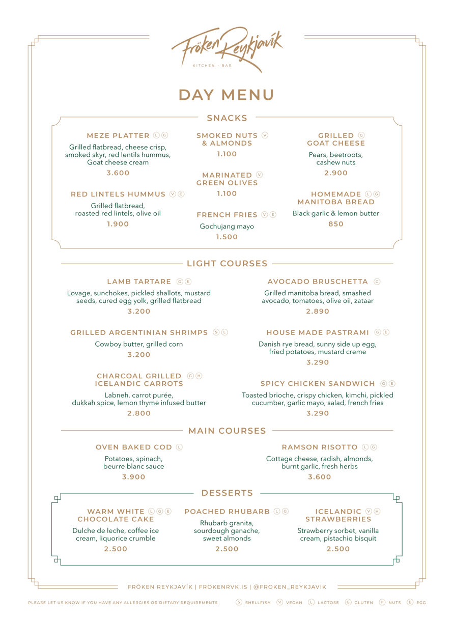 Lunch menu 