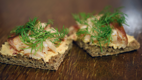 Rye bread with arctic char, a traditional Icelandic fish dish