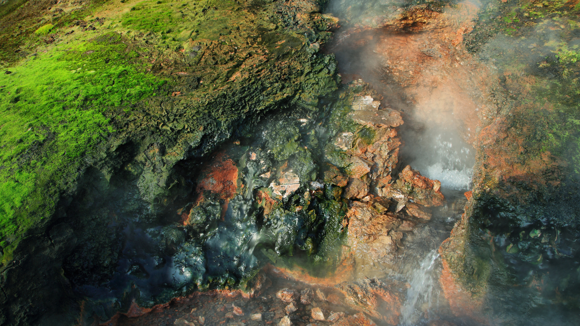 Bird’s eye view of Deildartunguhver hot spring in Iceland