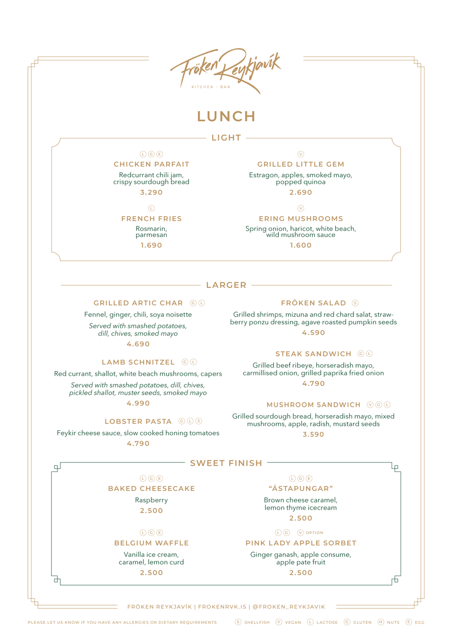 Lunch menu 