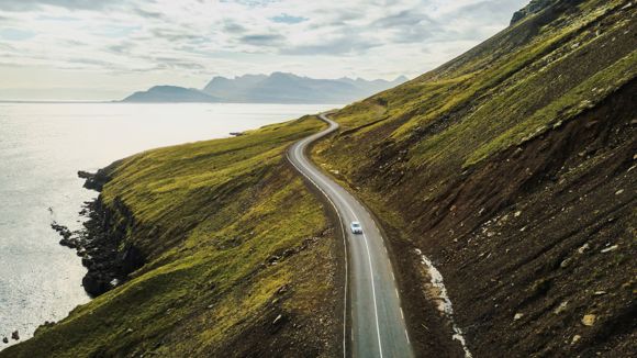 A scenic road in Iceland. 