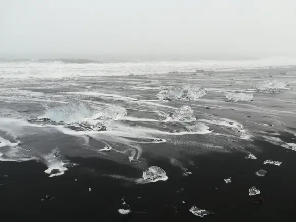 Black sands at Diamond Beach, Iceland