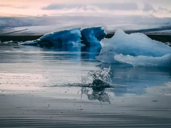 Ice chunk from a glacier calving in Iceland