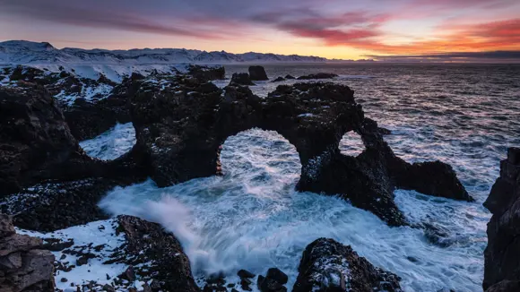 Gatklettur sea arch in Iceland.