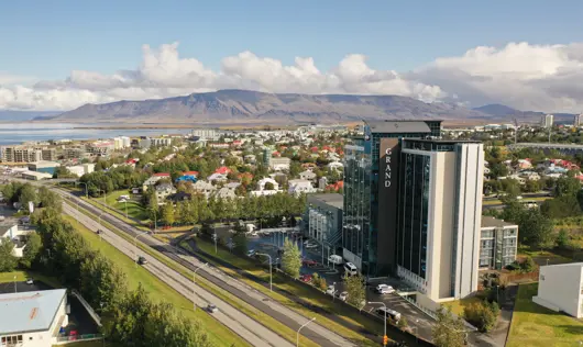 Exterior of Hotel Reykjavik Grand at summer time 