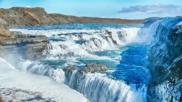 Gullfoss Waterfall in southwest Iceland.