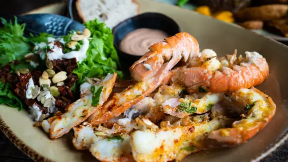 An Icelandic seafood dish made with Langoustines.