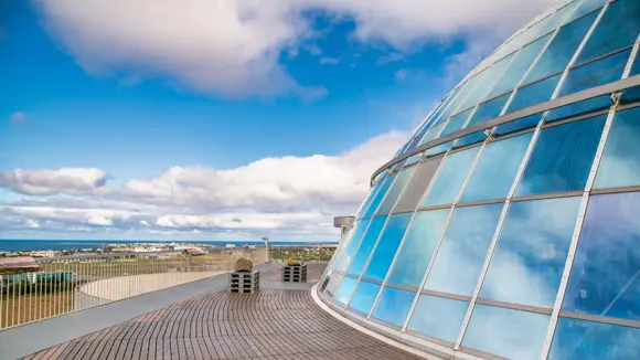 The exterior of the Perlan Museum’s dome in Reykjavík