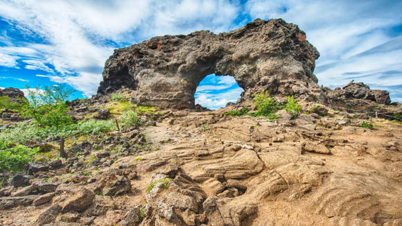 Lava window on the Dimmuborgir lava field in Iceland.