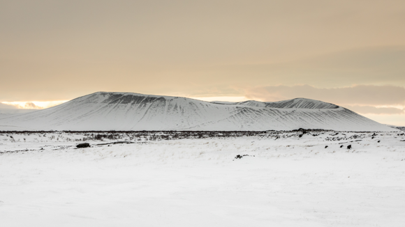 Snow on Hverfjall volcano