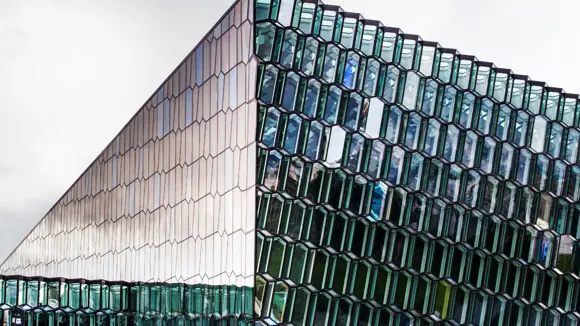 The modern Harpa Concert Hall building in Reykjavík.